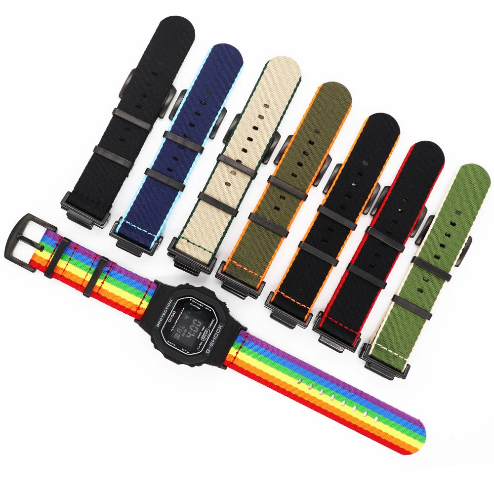 Najlon Kovinski Watch Band za Casio G-Shock SS-110/100/120/400/700 GA2100 GV-100/110/120 GX-56BB DW-5600 M5610 Preuredi Trak Zapestnica