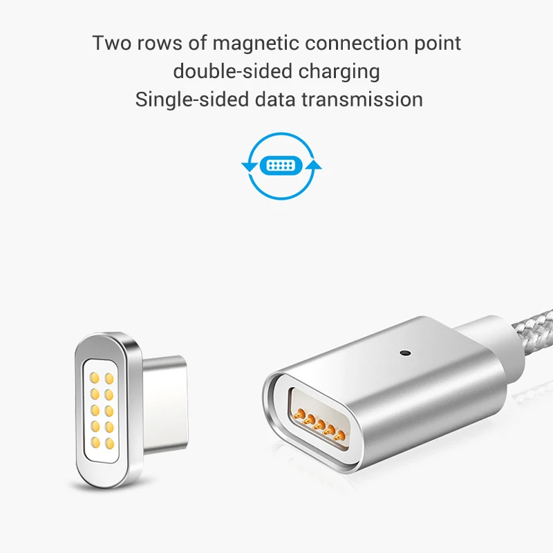 Najlon Pleteni Magnetni Polnjenja priključek Mikro USB Kabel za iPhone, Samsung Xiaomi Huawei Hitro Polnjenje LED Magnet USB Tip C Kablu Žice