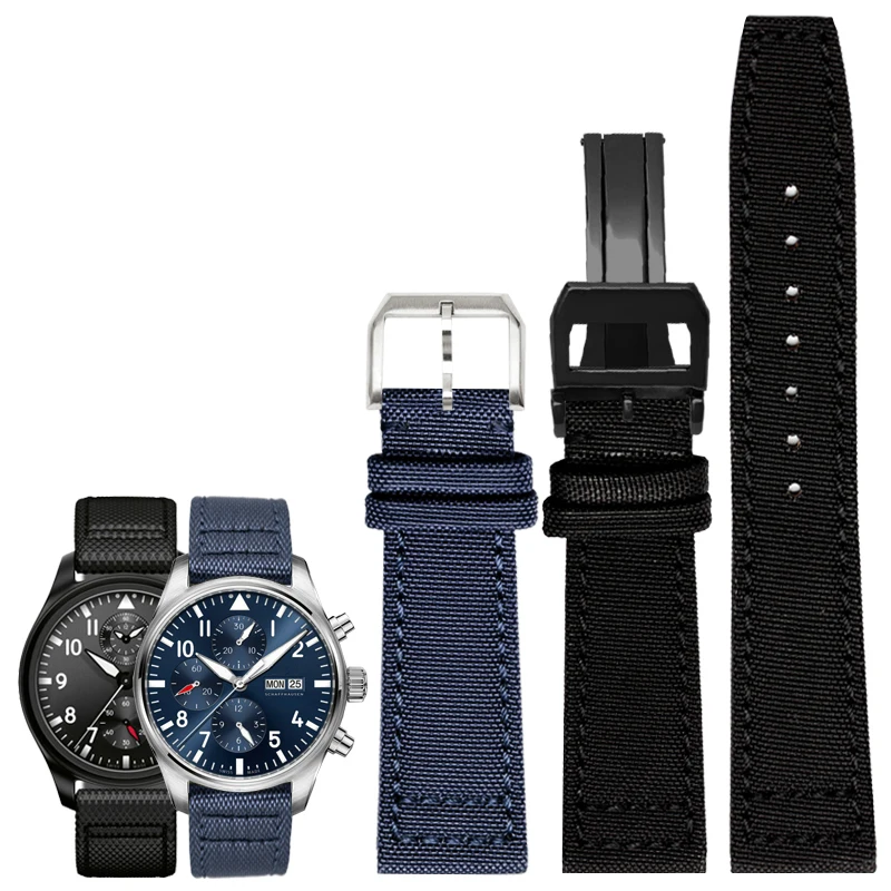 Najlon watch band za IWC-portugalska-pilotni series 20 mm 21 mm 22 mm ročne band platno zapestnica črna modra zelena watch trak