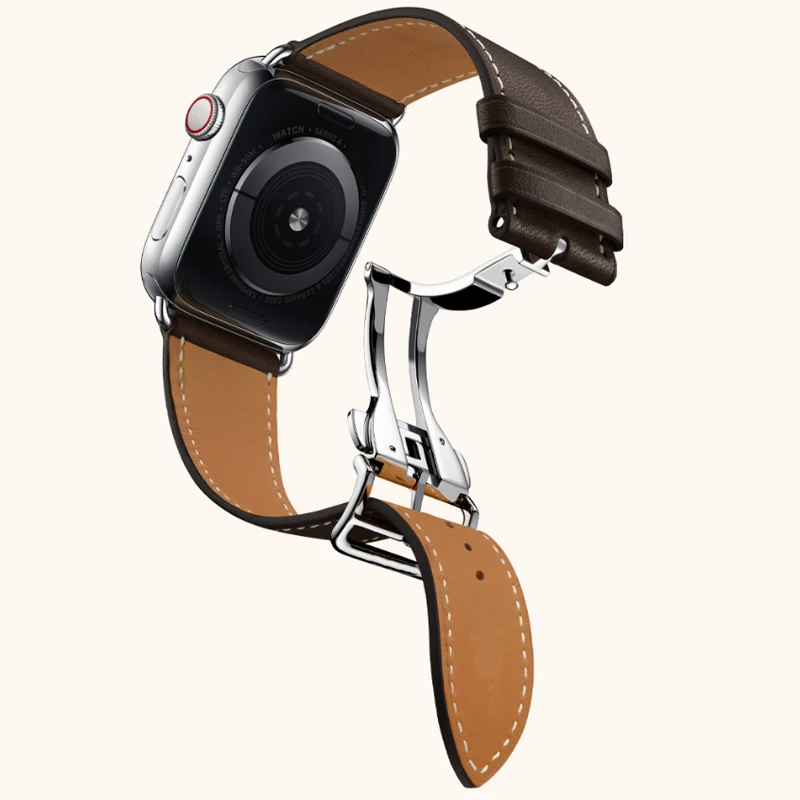 Najnovejše iz Nerjavečega Jekla Single Tour Uvajanje Sponke usnje pasu za apple watch 6 5 4 3 2 1 smart watchbands iwatch 38 mm 42mm