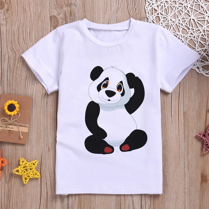 Najnovejši 2019 Baby Girl Obleke Smešno Kawaii Panda Srčkan Risanka Fantje T Shirt Moda Kratek Rokav T-shirt Tiskanje Poletje Otroci Majica