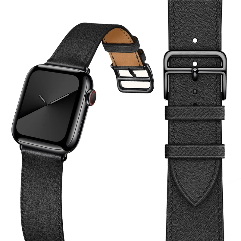Najnovejši Pravega Usnja Watch Trak Za Apple Gledati Serije 5 4 40 mm/44 Watch Band Zapestnica Watchband Za Apple Watch Series 3 2