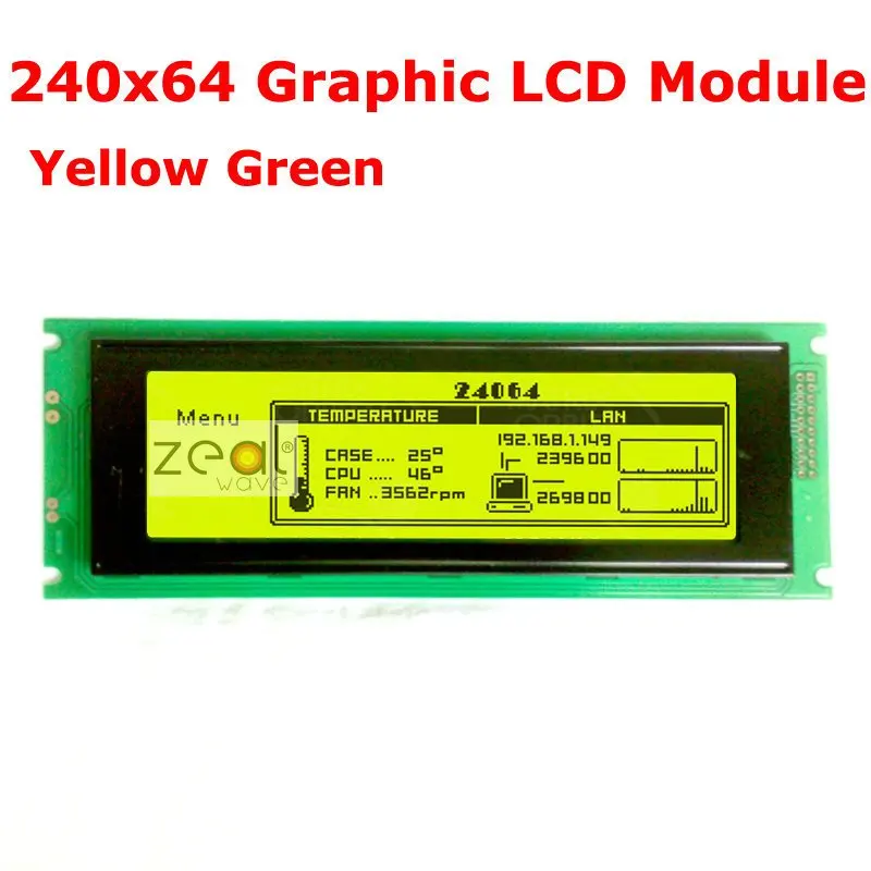 Najnovejši Visoko Kakovost 240x64 24064 Grafični Dot Matrični LCD Modul z Rumeno Zelena LED Osvetlitvijo, Brezplačna Dostava+skladbo kode!!