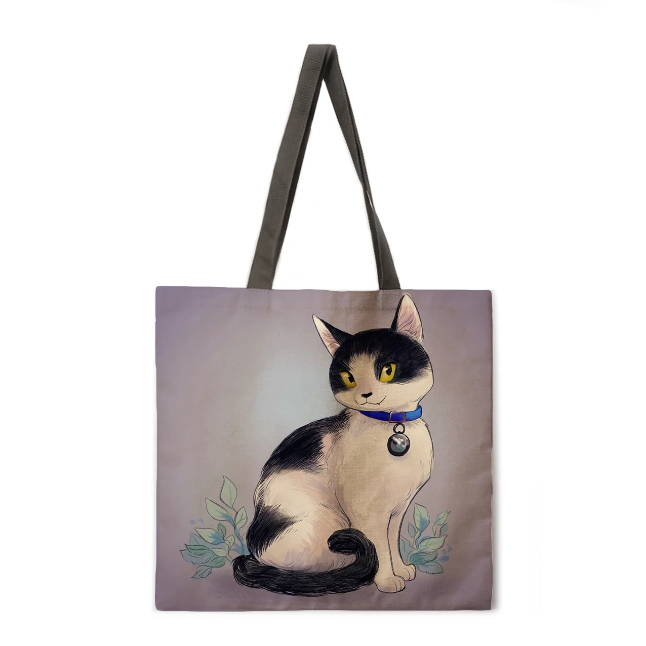 Nakupovalno vrečko za večkratno uporabo, ki sem ljubezen, mačka tiskanja tote vrečko dame torba perilo tkanine vrečko prostem plaže vrečko vsakdanje torbici