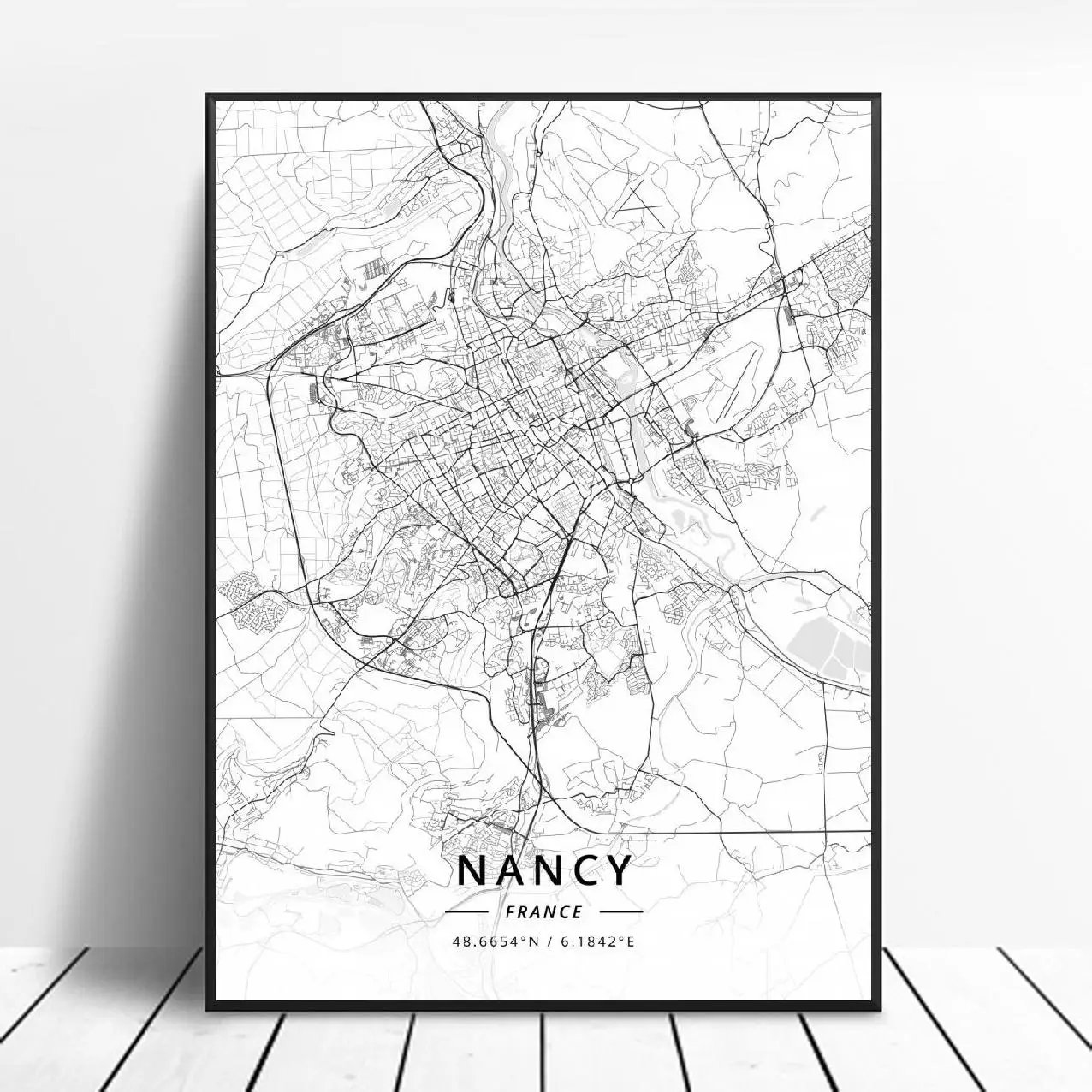 Nancy Reims Valenciennes Perpignan Dijon Le Havre, Francija Platno Art Map Plakat
