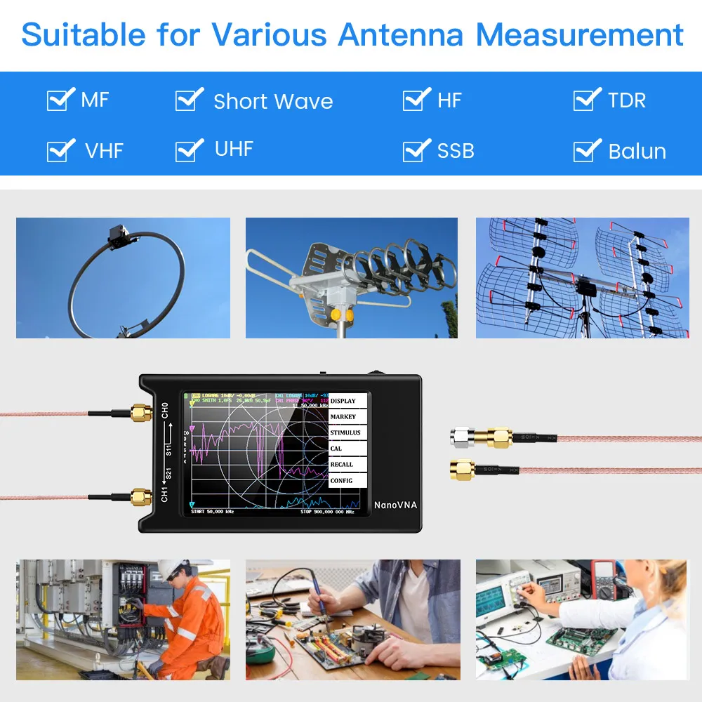 NanoVNA-H4 4 inch 10KHz~1,5 GHz VNA HF VHF UHF UV Vektorski Analizator Omrežja Antena