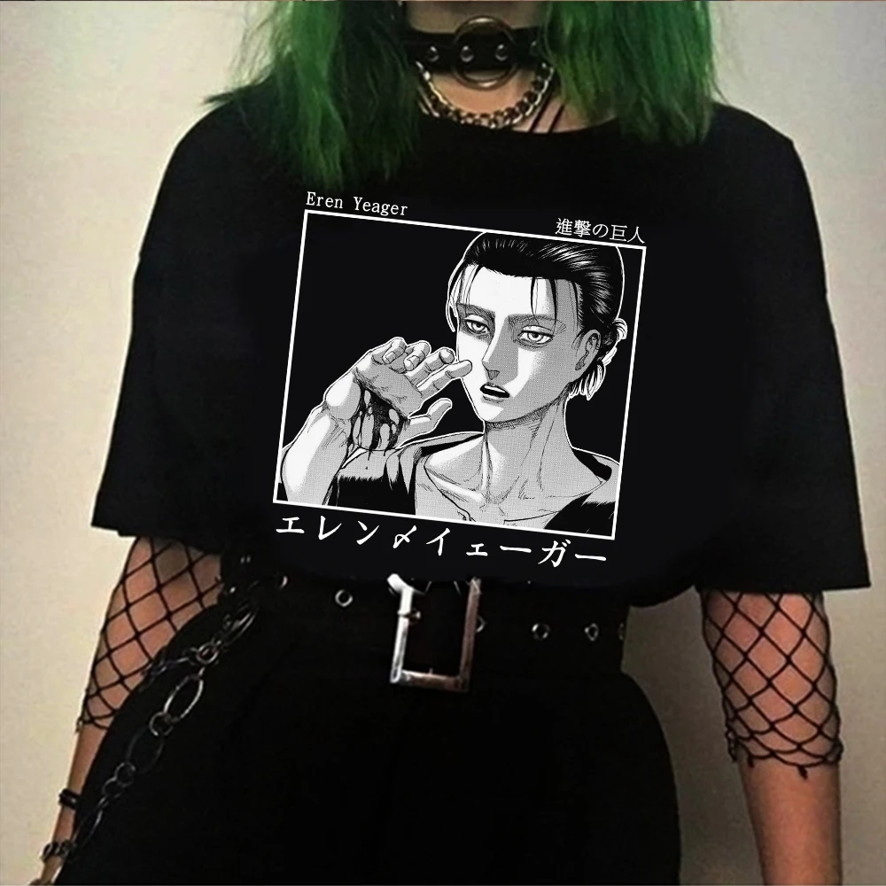 Napad na Titan T Shirt Anime Er Yeager Natisnjeni Kratek Rokav Casual Moški Harajuku Tee T-shirt Vrhovi Unisex
