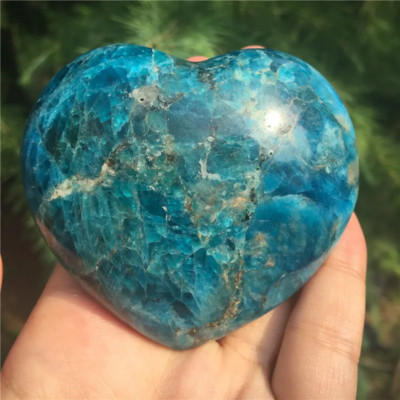 Naravna modra apatite kamen, srce področju kristali Kremena Mineralnih reiki healing srce doma dekoracijo darilo 50-55mm