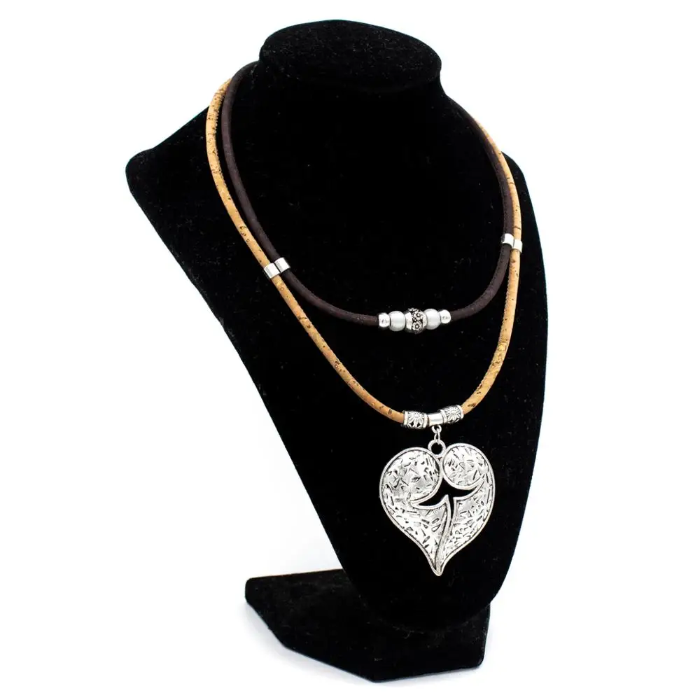 Naravna pluta, z rjavo plute s Srcem obesek original ročno ženske plute ogrlica N-204-B-1