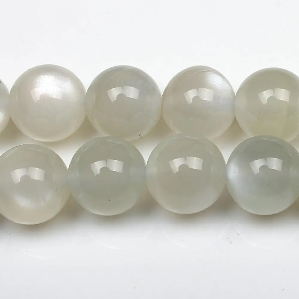 Naravne Okrogle Bele Moonstone Siva Gemstone Svoboden Biseri 6 8 9 10 12 14 mm Za Ogrlico, Zapestnico DIY Nakit, Izdelava