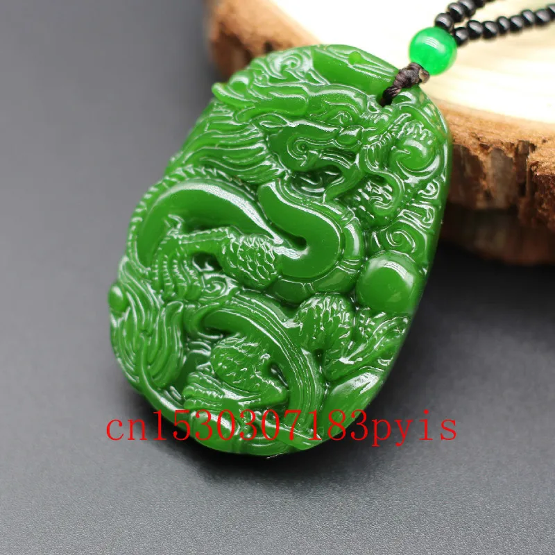 Naravni Green Jade Zmaj, Ogrlico, Obesek, Kitajski Ročno Izrezljane Čar Jadeit Nakit Modni Amulet za Moške, Ženske Srečen Darila