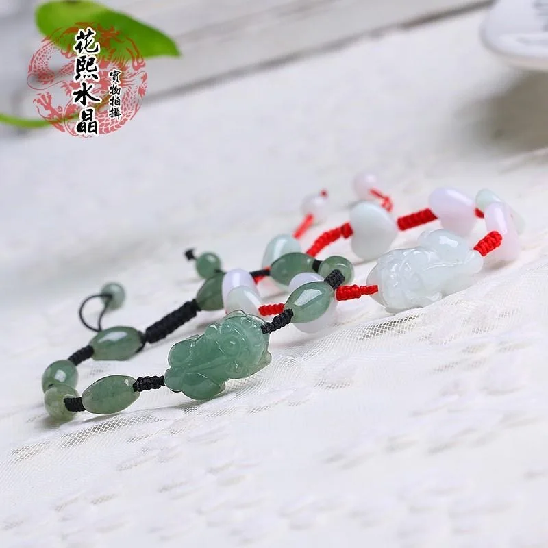 Naravni Jade Smaragdno Pixiu kroglice Zapestnica Nastavljiv Bangle Čar Nakit, Modni Dodatki, Ročno Izrezljano Človek, ženska Amulet