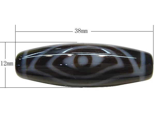 Naravni Tibera Dzi Kroglice za izdelavo diy Nakit Ovalne, phoenix oči in dveh ton, 38x12x2.50 mm, Prodaja PC