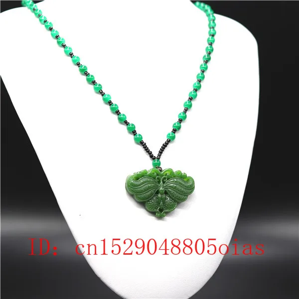 Naravni Zeleni Kitajski Jade Metulj Obesek Kroglice Ogrlica Moda Čar Jadeit Nakit Vklesan Amulet Darila za Ženske, Moške