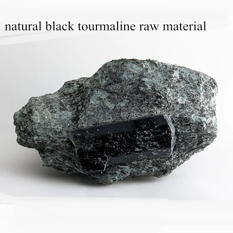 Naravno črna grobo površino kamen turmalin čakro močno energijo zdravilni kamen obesek zlato verigo ogrlica za unisex