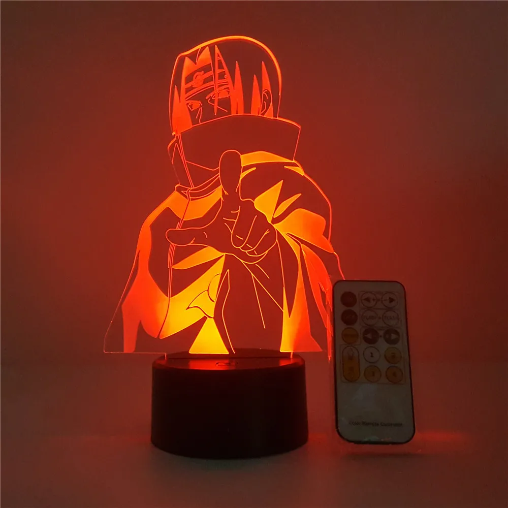 Naruto Uchiha Itachi Anime Številke Noč Lahka 3D Led Akril Shippuden Lučka Dejanje Spremenljivo Barvo Figur Zbirateljske Model