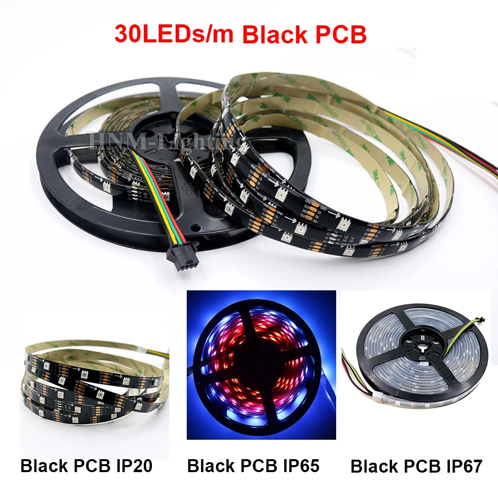 Naslovljive 30LEDs/m APA107 LED Trak Svetlobe 5050 SMD RGB Slikovnih pik Prilagodljiv Trak Božič TV Lučka 5V,Črno/Beli PCB,IP20/IP65/IP67