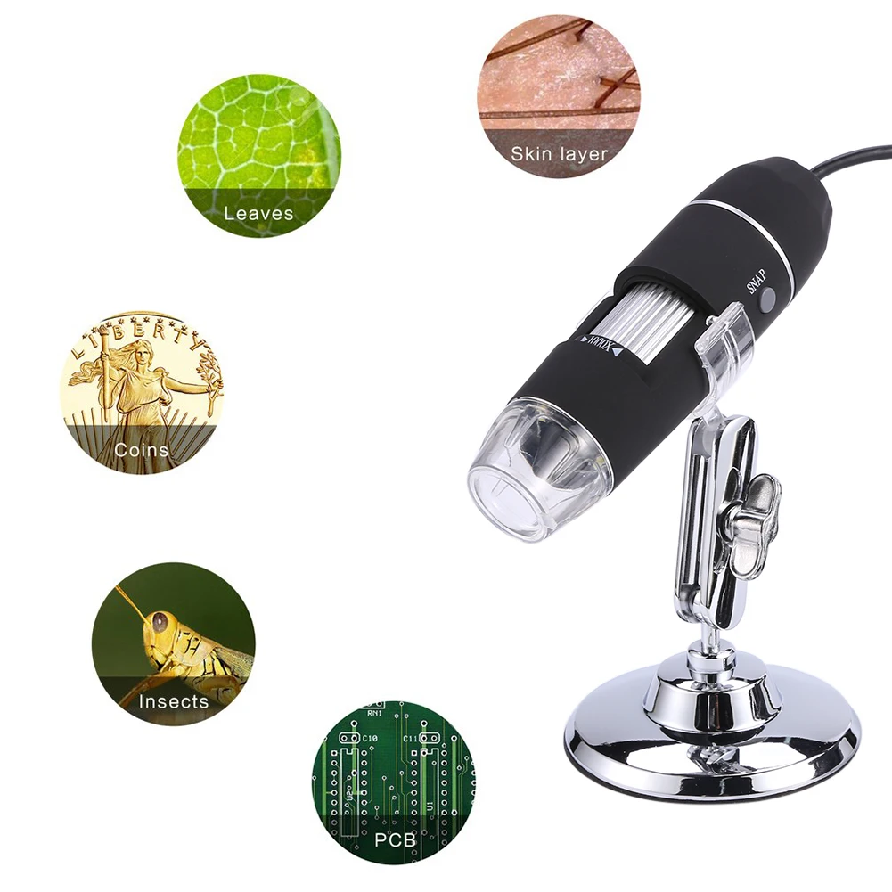 Nastavljiv 1000X 2MP 1080P 8 LED Digitalni Mikroskop Tip-C/Micro USB Lupo 3 v 1 Elektronski Stereo USB-Endoskop Za Telefon