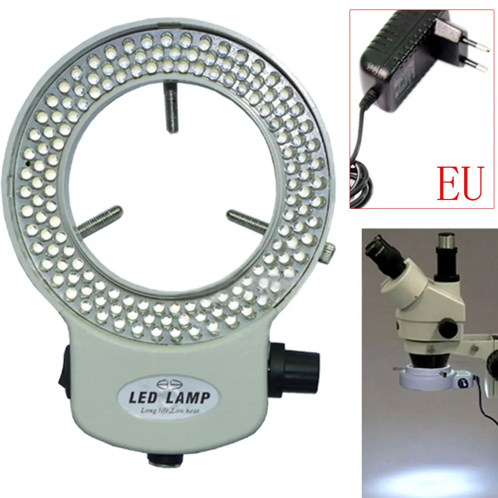 Nastavljiv 144 LED Trajno Obroč Svetlobe luč za ostrenje Lučka za Industrijo Stereo Mikroskop Fotoaparat Lupo AC 100~240V
