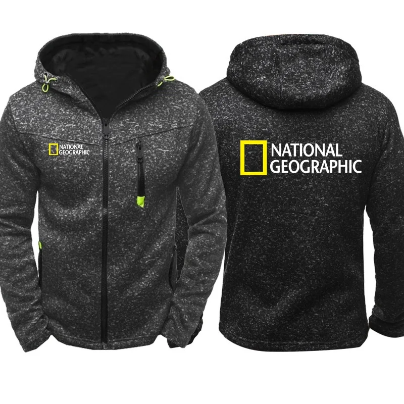National Geographic Mens Hoodies Sweatshirts Jacquardske Zadrga Jakno Plašč Odkritje Ekspedicije, Sitcoms Športna Moška Oblačila