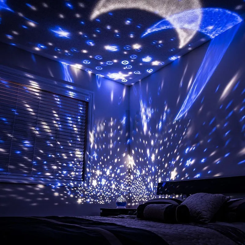 Nebo Projektor Zvezdnato Nebo Obračanje LED Otroška Nočna Lučka Planetarij Otrok Spalnica Star Nočne Luči Moon Light Otroci Dar, Lučka