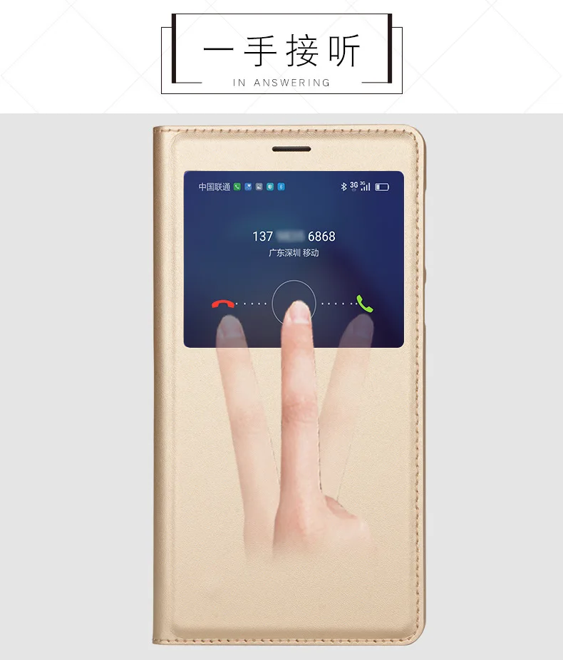 NECONO Za Huawei honor 6x primeru view window Brezplačno Odgovor Smart spanja wake-up Funkcija Usnja Flip Case za čast 6x primeru zajema