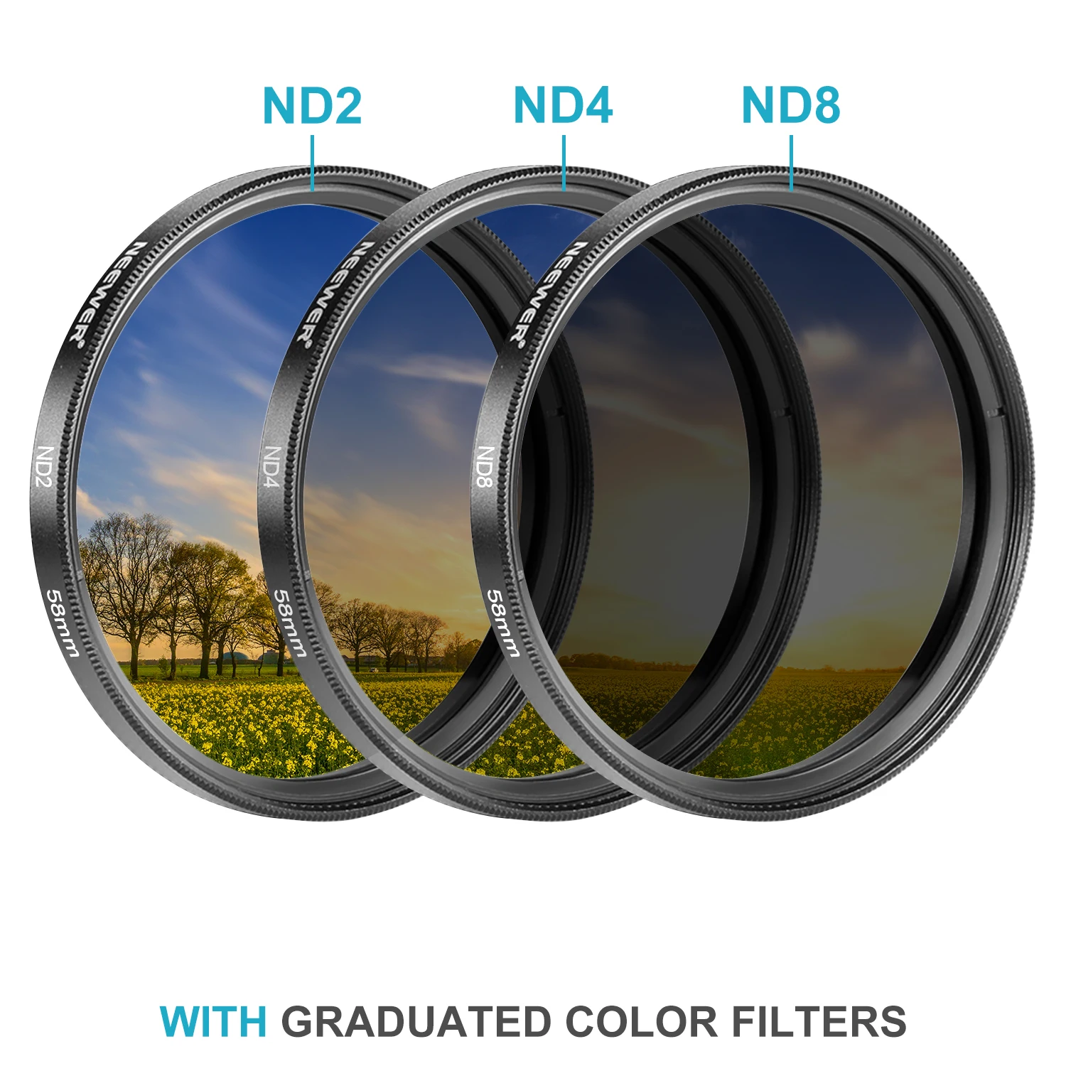Neewer 58mm Objektiv Filter Snop:širokokotni Objektiv Telefoto Objektiva in Filter Set za Canon EOS Rebel T7i SL2 T6i Kamere Leče 58mm