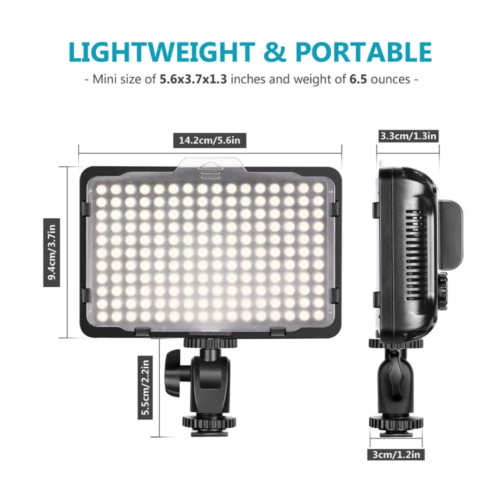 Neewer LED Video Luč 176 LED Ultra Svetla Zatemniti ro s koncesijo, 95+, 5600K z 1/4