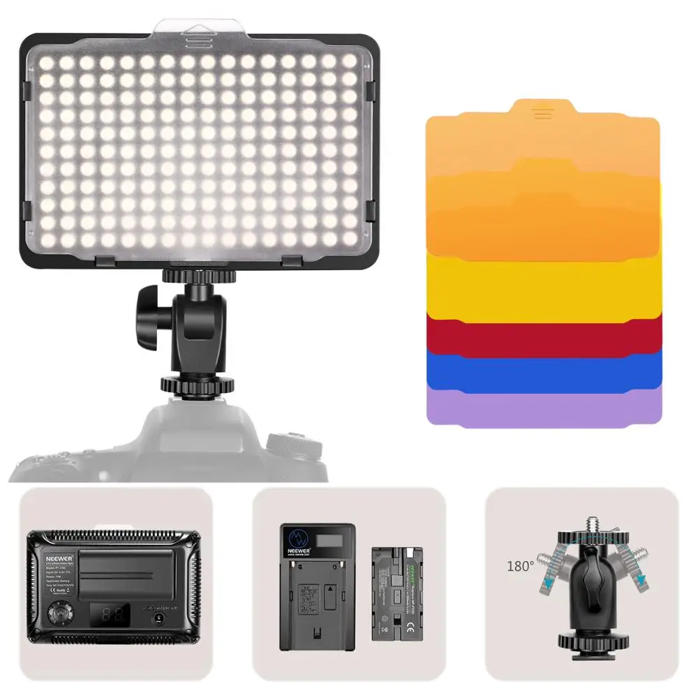 Neewer LED Video Luč 176 LED Ultra Svetla Zatemniti ro s koncesijo, 95+, 5600K z 1/4