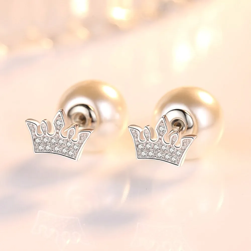 NEHZY Nove dame moda srebrni uhani visoke kakovosti krono kristalno sladkovodnih biserov retro dveh obrabe uho nakit