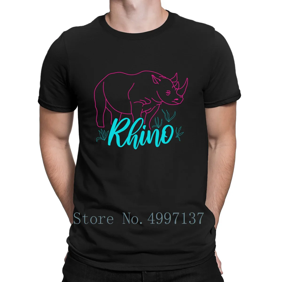 Neon Rhino Retro T Shirt Proti Gubam Po Meri Humor Običajno Izvirni S-Xxxl Tee Shirt Poletje Majica