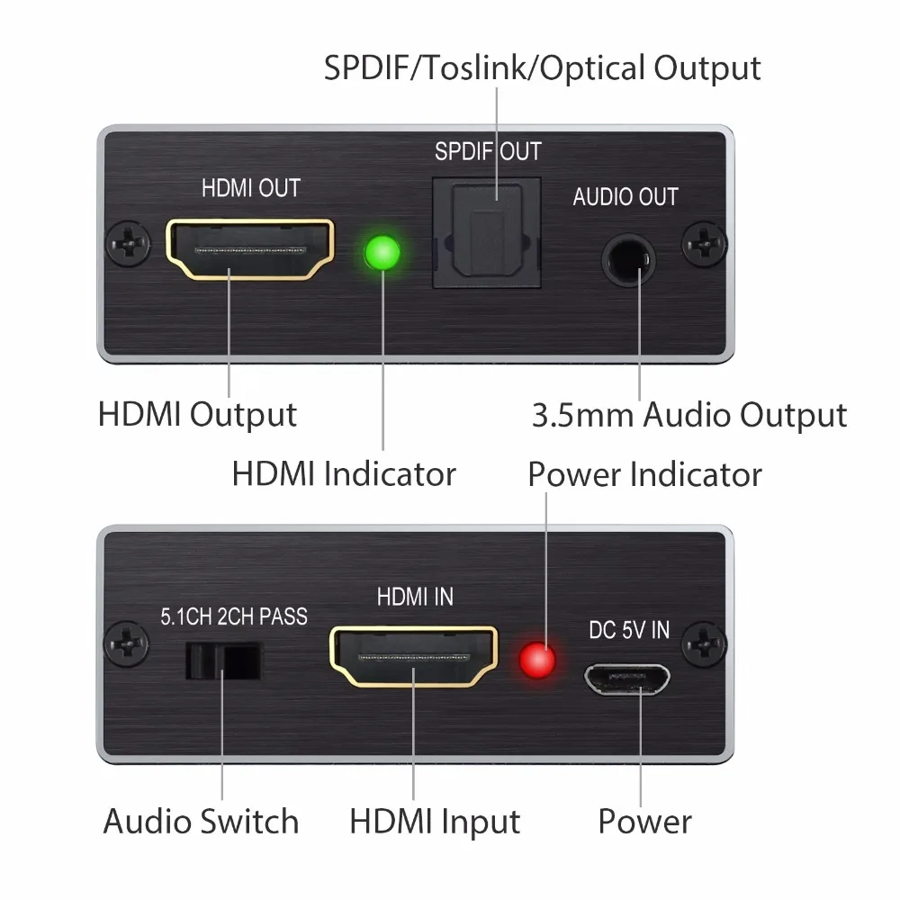 Neoteck HDMI Audio Extractor Pretvornik HDMI za Optični SPDIF TOSLINK + HDMI s 3,5 mm Stereo Avdio Splitter Adapter 4K x 2K 3D