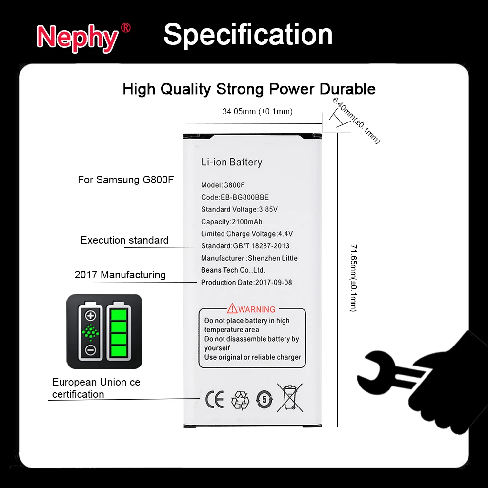 Nephy Original EB-BG800BBE EB-BG800CBE Baterija Za Samsung GALAXY S5 mini S5MINI G800 G800F G800H Mobilni Telefon akumulator