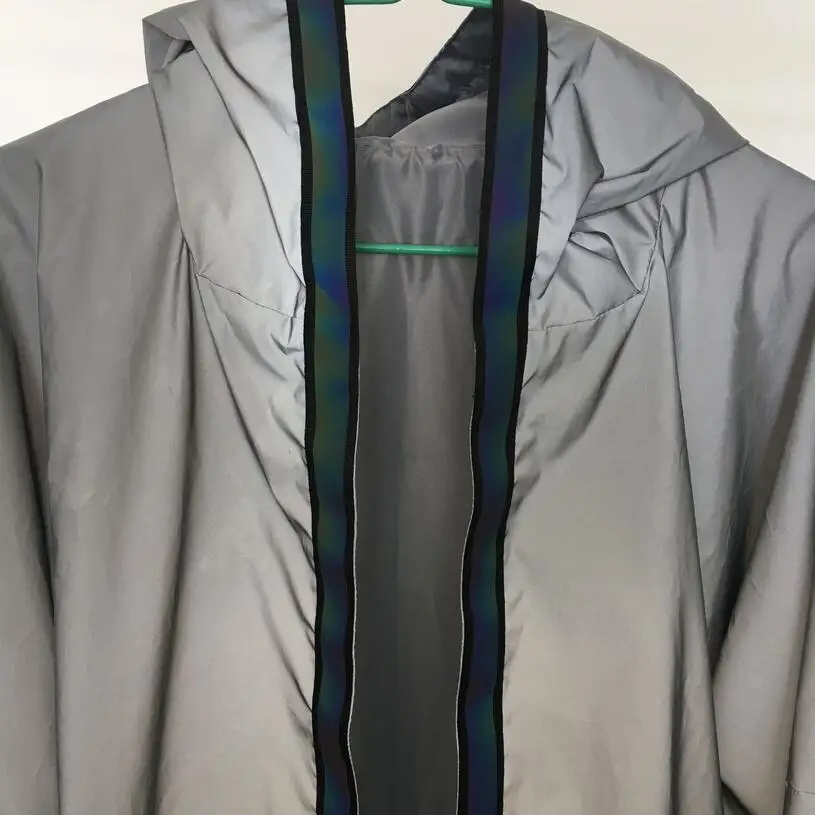 Nepravilna moških reflektivni coat jarek z dolgimi rokavi hip hop ulične jopico svoboden hooded pisane trak windbreaker oblačila