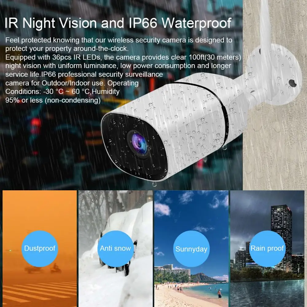 Nepremočljiva 1080P IP Kamera HD WiFi Brezžični Nadzor Bullet Camara Zunanji IR Cut Night Vision Home Security Camara