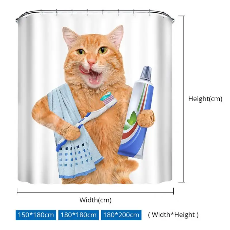 Nepremočljiva 3D luštna mačka tiskanje kopalnica tuš zavesa poliester mačka tuš zavesa nepremočljiva in plesni dokaz 180*200 CM