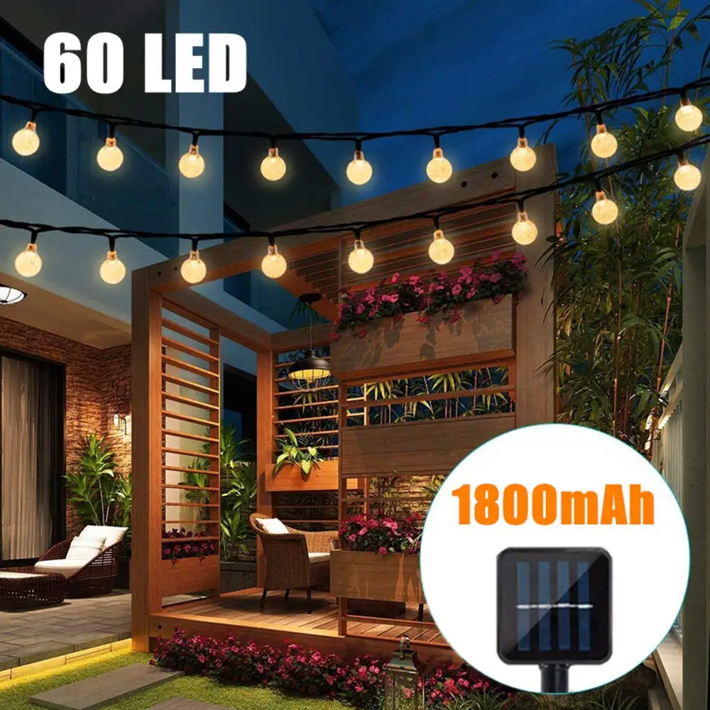 Nepremočljiva Prostem Garland Sončne Energije Svetilka Sončne Svetlobe Niz G40 Volfram 25 LED 4 Načini Božič za Dekoracijo Vrta 6