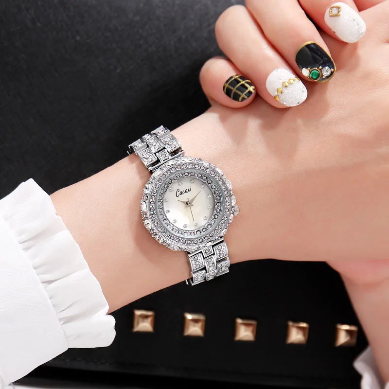 New Vroče Luksuzni Diamond svetilka Dame Watch Rose Zlata Jekla Polno Kristalno Moda študentk Quartz Ženske Ročne ure