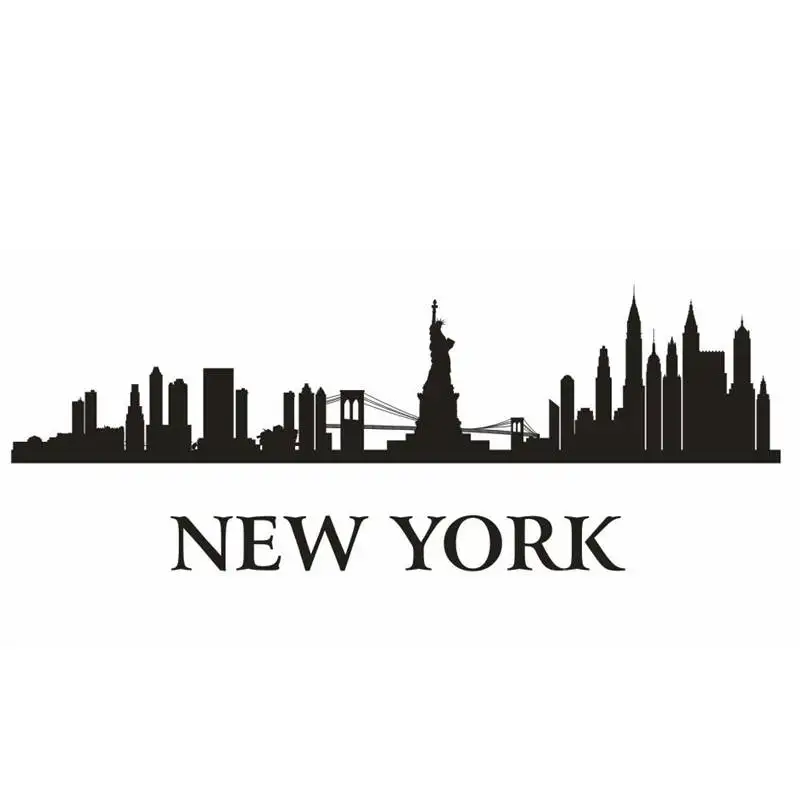 New York City Nalepko Stenske Nalepke, Vinilne Nalepke Dekor Zidana Umetnosti Doma Dekoracijo Točko Skyline Kip Svobode Vinilna