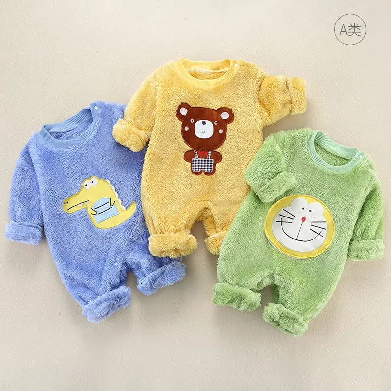 Newborn baby dekleta fantje dolgo rokavi risanka outwear kombinezon malčka otroci jumpsuits dojenčka zgostitev toplo igralne obleke 0-18 M