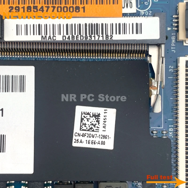 NEWRECORD za Dell XPS 14Z L412 prenosni računalnik z matično ploščo PLW00 LA 7451P F2DV7 0F2DV7 i7-2640M CPU GT520M GPU HM67 DDR3 celoten test
