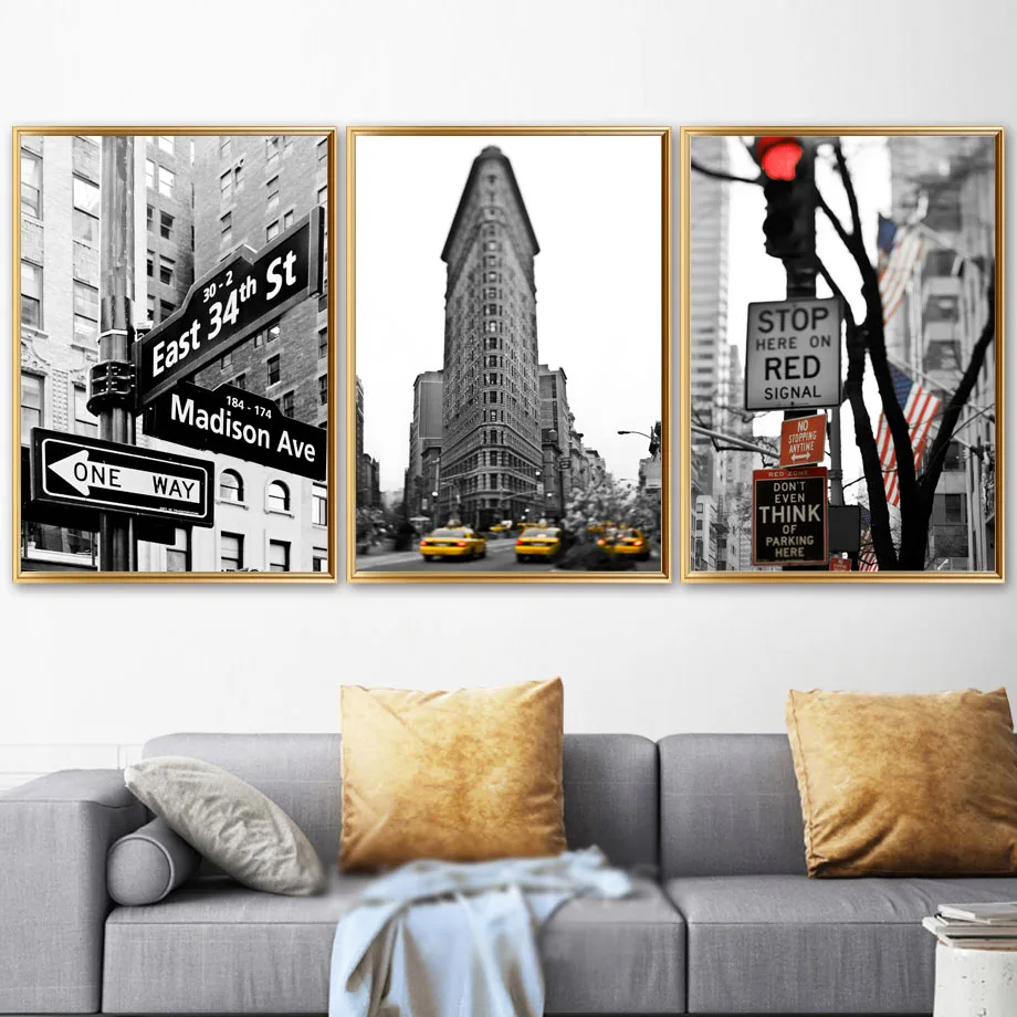 Newyorški Empire State Building Wall Art Platno Slikarstvo Črno Bel Nordijska Plakatov In Fotografij Stenske Slike Za Dnevno Sobo