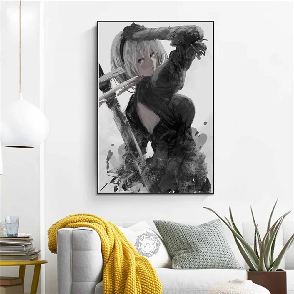 NieR Automata Boj Igre Dekle Japonske Anime Strip Platno Slikarstvo Poster Tiskanje Wall Art Slike Doma Dekor schilderij картины