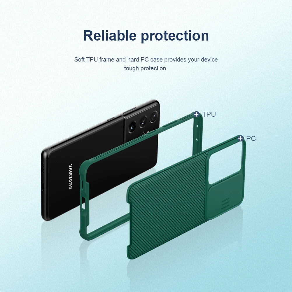 NILLKIN za Samsung Galaxy S21 Ultra 5G primeru Potisnite CamShield Hrbtni pokrovček primerih Fotoaparat Zaščite Ohišje za Samsung S21 Plus / S21