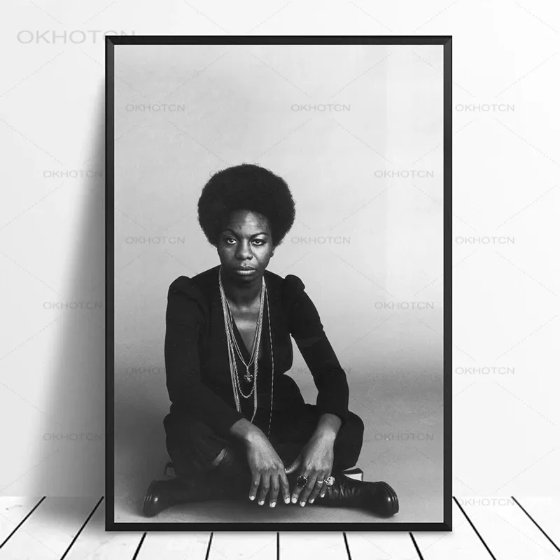 Nina Simone Pevec Glasbene Plakat Hip Hop Rapprint Glasbeni Star Plakat Steno Umetnosti Slikarstva Sobi Doma Dekor Platno, Tisk