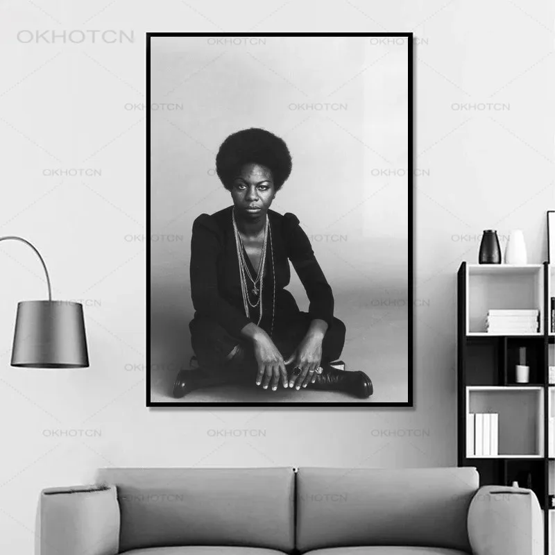 Nina Simone Pevec Glasbene Plakat Hip Hop Rapprint Glasbeni Star Plakat Steno Umetnosti Slikarstva Sobi Doma Dekor Platno, Tisk