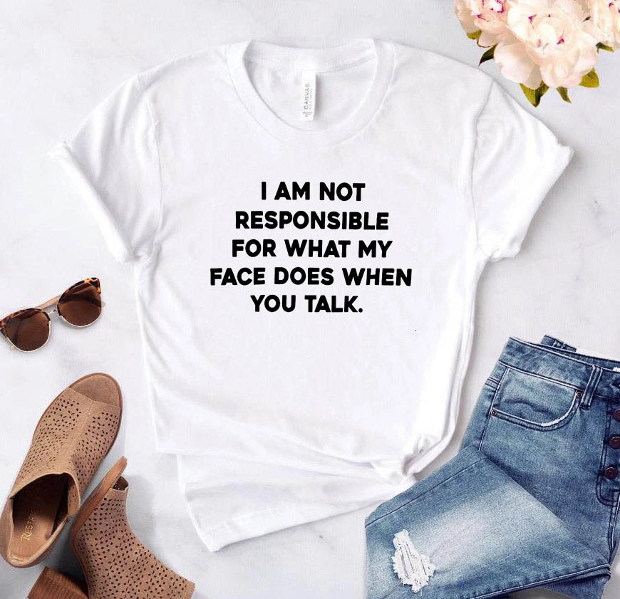 Nisem odgovoren za to, kar je moj obraz se Ženske tshirt Bombaž Priložnostne Smešno majica s kratkimi rokavi Za Dama Dekle Top Tee 6 Barvno Spusti Ladje-K591