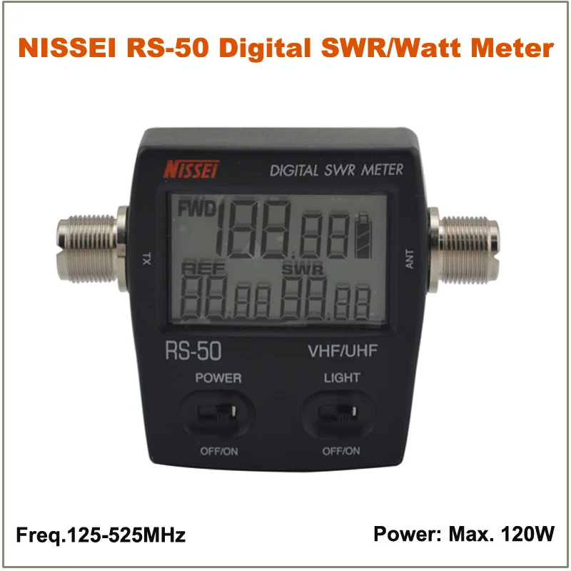 NISSEI RS-50 RS50 Digitalni SWR/Watt Meter Merilnik Moči 125-525MHz 120W UHF/VHF M Tip Priključek za 2-way Radio