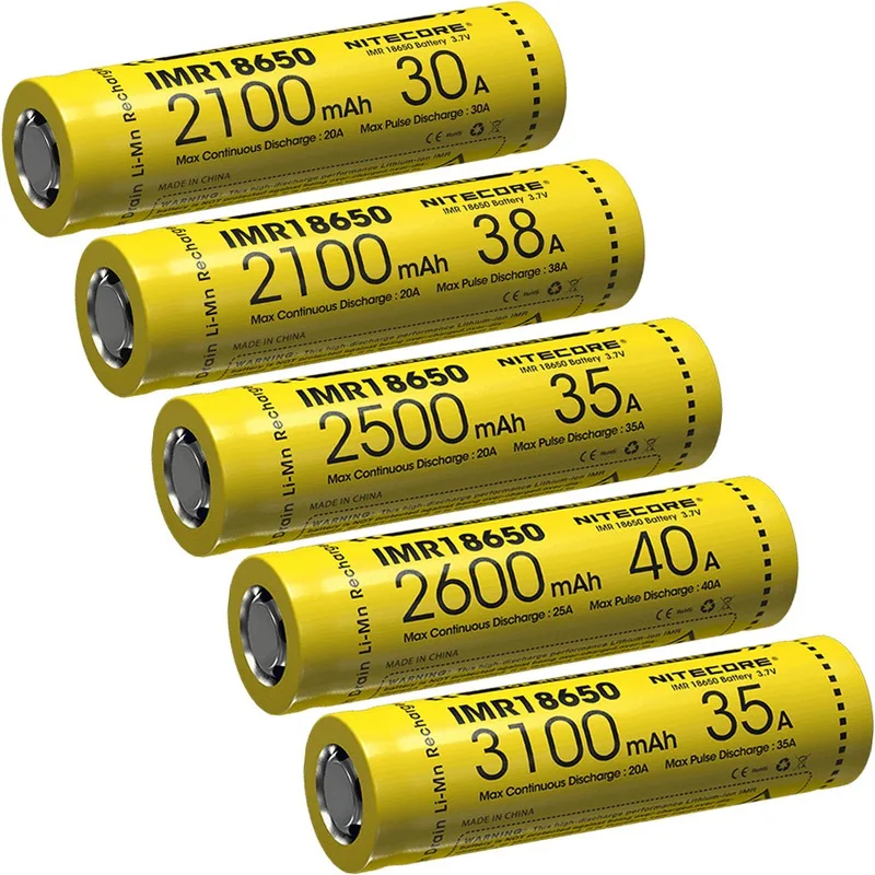 NITECORE IMR18650 2500mAh 35A 3,7 V Li-ion Zaščitene Akumulatorska Baterija high performace za vaping naprave VAPERS(1pc/Flat Top)