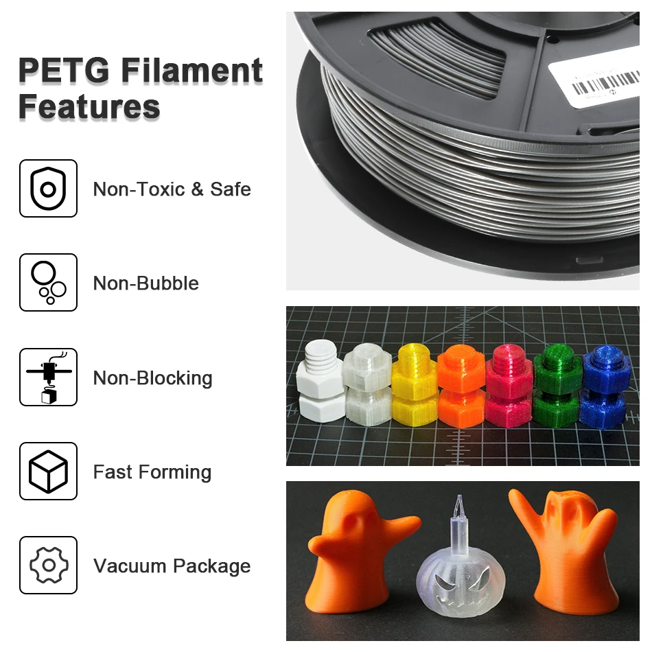 Nitke PETG 3D Tiskalnik Nitke 1 kg 1.75 mm PETG darilo DIY tiskanje S hitro pošiljko brez oblačka, Toleranca +-0.02 MM Svetla